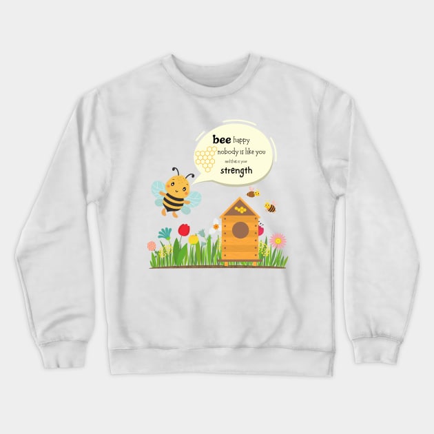 Bee Happy! Crewneck Sweatshirt by komorebirakuyou